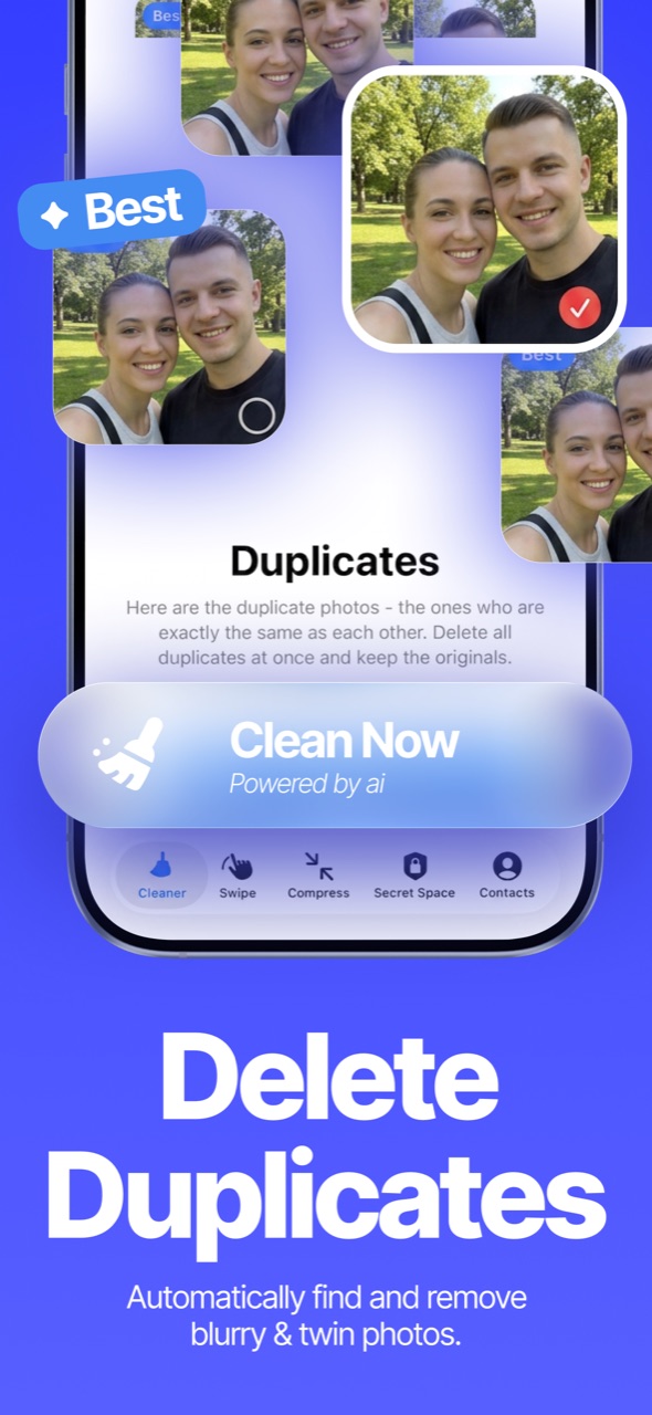 Ultra Cleaner grouping duplicate photos with the best copy marked to keep