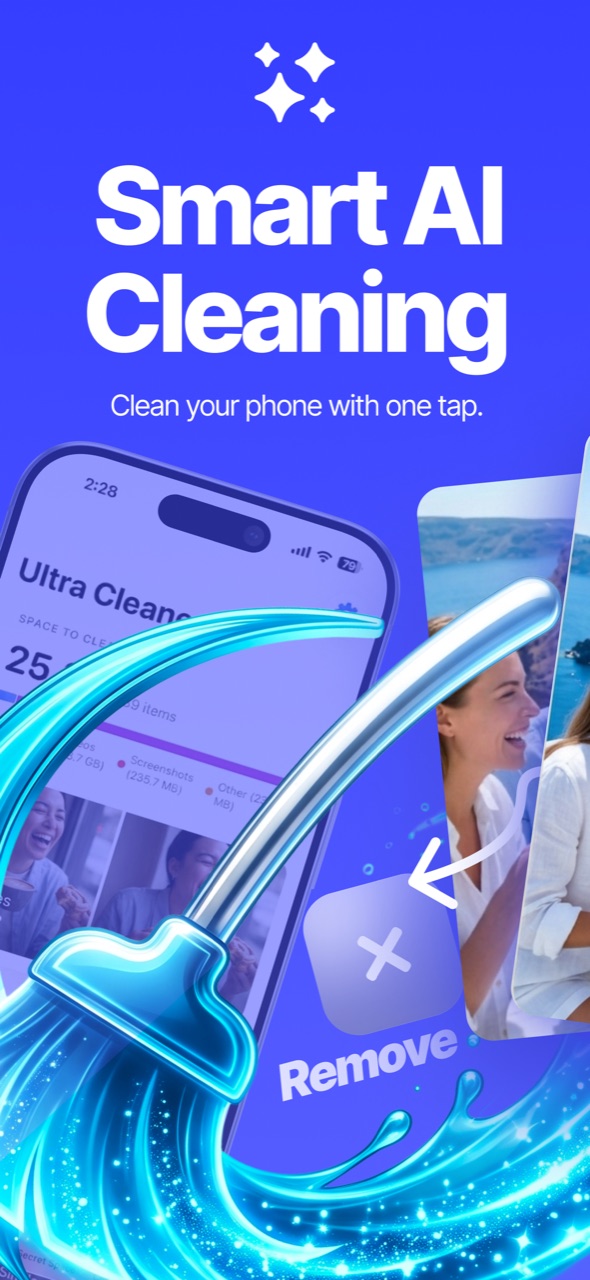 Ultra Cleaner Smart AI scan finding blurry photos, duplicates and screenshots